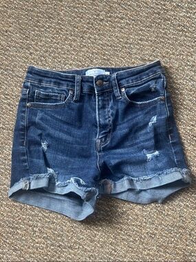Windsor Indigo Distressed Rolled Hem Denim Shorts - Women